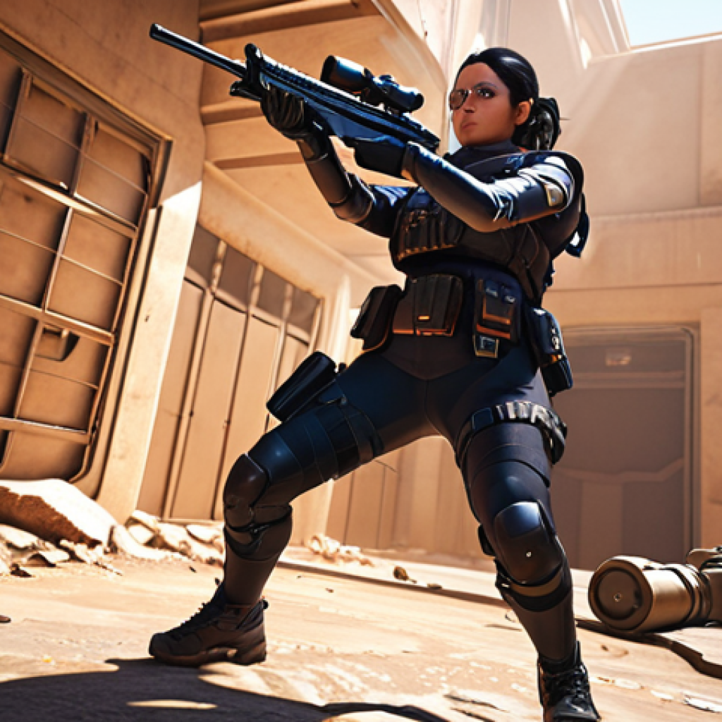 ** Valorant Ascent map, Jett using her mobility to aggressively control Top Mid with an Operator, a Sentinel agent provides cover. Emphasize the high ground advantage and sightlines to A and B main. Action shot, dynamic lighting, tactical shooter aesthetic.

**