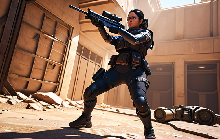 ** Valorant Ascent map, Jett using her mobility to aggressively control Top Mid with an Operator, a Sentinel agent provides cover. Emphasize the high ground advantage and sightlines to A and B main. Action shot, dynamic lighting, tactical shooter aesthetic.
**