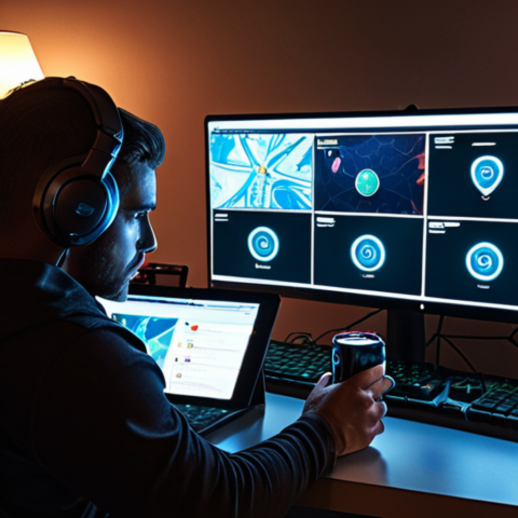 **

Prompt: A Valorant agent intensely studying patch notes on a tablet, surrounded by strategy guides and pro player streams on multiple monitors. They are in a dimly lit room, fueled by energy drinks, showcasing the dedication needed to adapt to the ever-changing meta. Emphasis on the focused expression and chaotic environment.

**