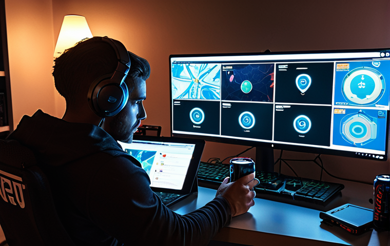 **

Prompt: A Valorant agent intensely studying patch notes on a tablet, surrounded by strategy guides and pro player streams on multiple monitors. They are in a dimly lit room, fueled by energy drinks, showcasing the dedication needed to adapt to the ever-changing meta. Emphasis on the focused expression and chaotic environment.

**