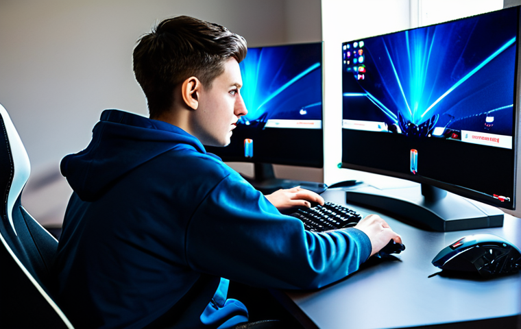 A young adult esports fan, fully clothed in comfortable, modest casual wear, seated at a modern gaming desk. They are focused intently on a large monitor displaying a professional Valorant esports match. The clean, well-lit gaming room or home office setup features subtle gaming peripherals. The background is slightly blurred to emphasize the subject and screen. The fan has a look of focused engagement and subtle anticipation. The screen shows a vibrant, action-packed Valorant scene. Professional photography, high detail, vibrant colors, soft lighting, safe for work, appropriate content, fully clothed, modest clothing, professional, perfect anatomy, correct proportions, natural pose, well-formed hands, proper finger count, natural body proportions.