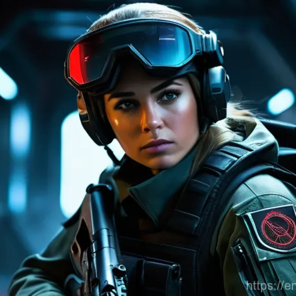 발로란트 총기별 리뷰 콘텐츠 - **Prompt: "A focused female tactical operator, wearing futuristic combat gear with subtle metallic s...