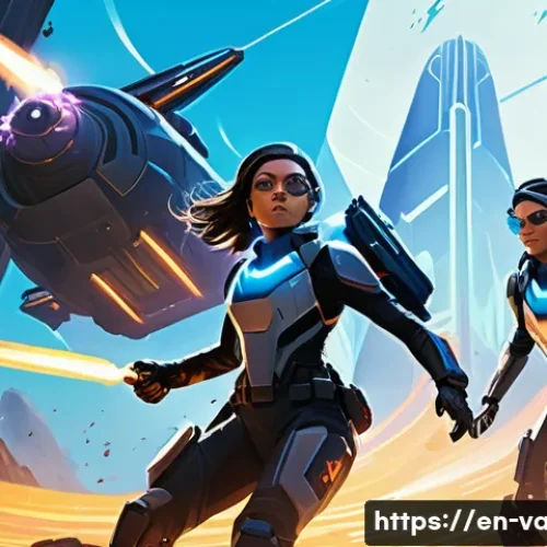 Home 25 발로란트 최고의 경기 전략 콘텐츠 - A vibrant, dynamic illustration depicting three Valorant agents executing a coordinated entry onto a...