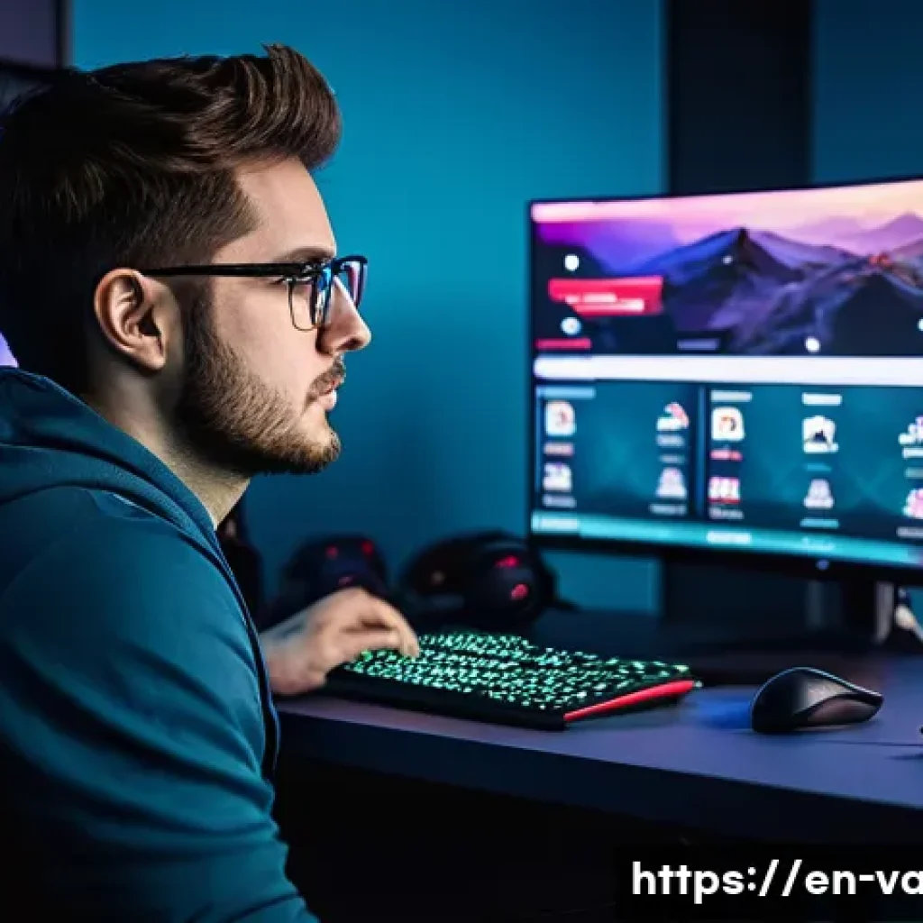 발로란트 e스포츠 콘텐츠 제작 - A professional esports analyst in a modern streaming studio, wearing casual gaming attire and glasse...
