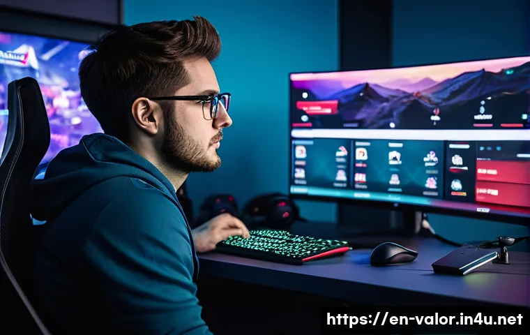발로란트 e스포츠 콘텐츠 제작 - A professional esports analyst in a modern streaming studio, wearing casual gaming attire and glasse...