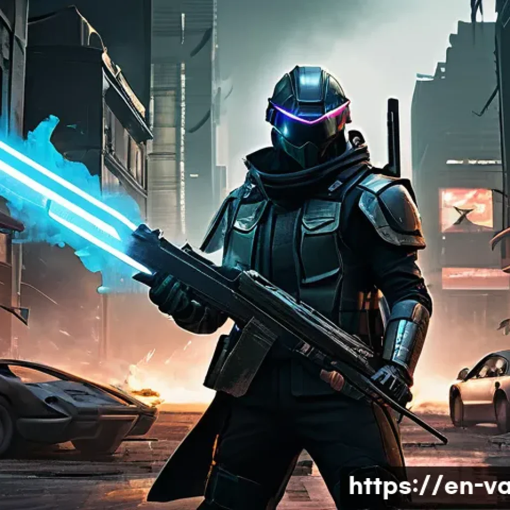 발로란트 최고의 팀 조합 추천 - A dynamic scene of a futuristic tactical team in a high-stakes urban battlefield, featuring an aggre...