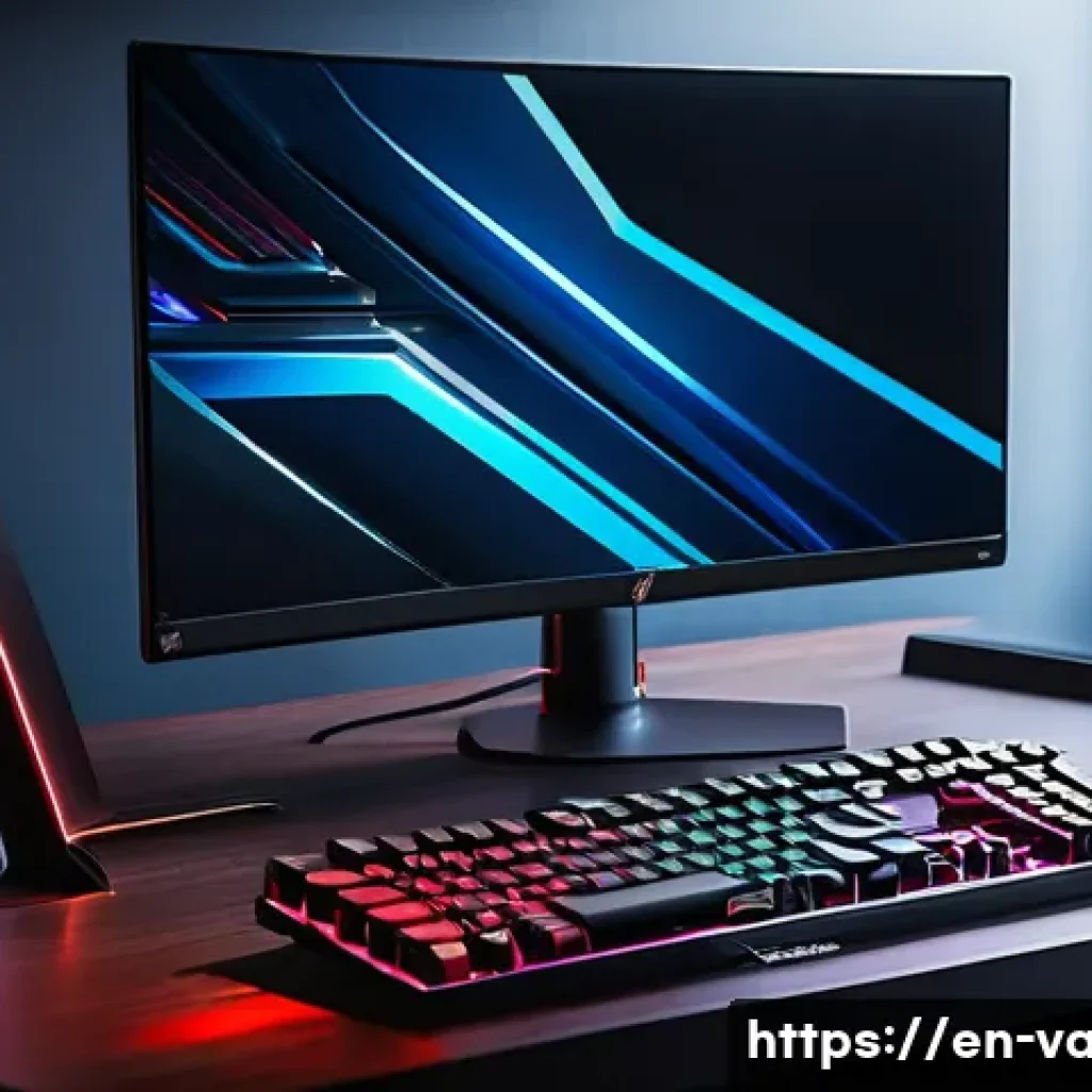 발로란트 최적 그래픽 설정법 - A high-end gaming setup showcasing a sleek desktop PC with RGB lighting, a large 240Hz monitor displ...