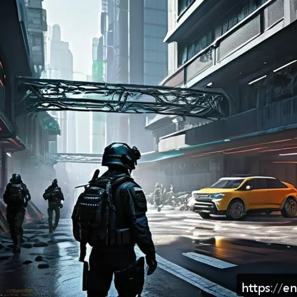 발로란트 최신 맵 출시 계획 - A futuristic, sleek battleground map featuring multiple vertical layers with glowing neon accents an...