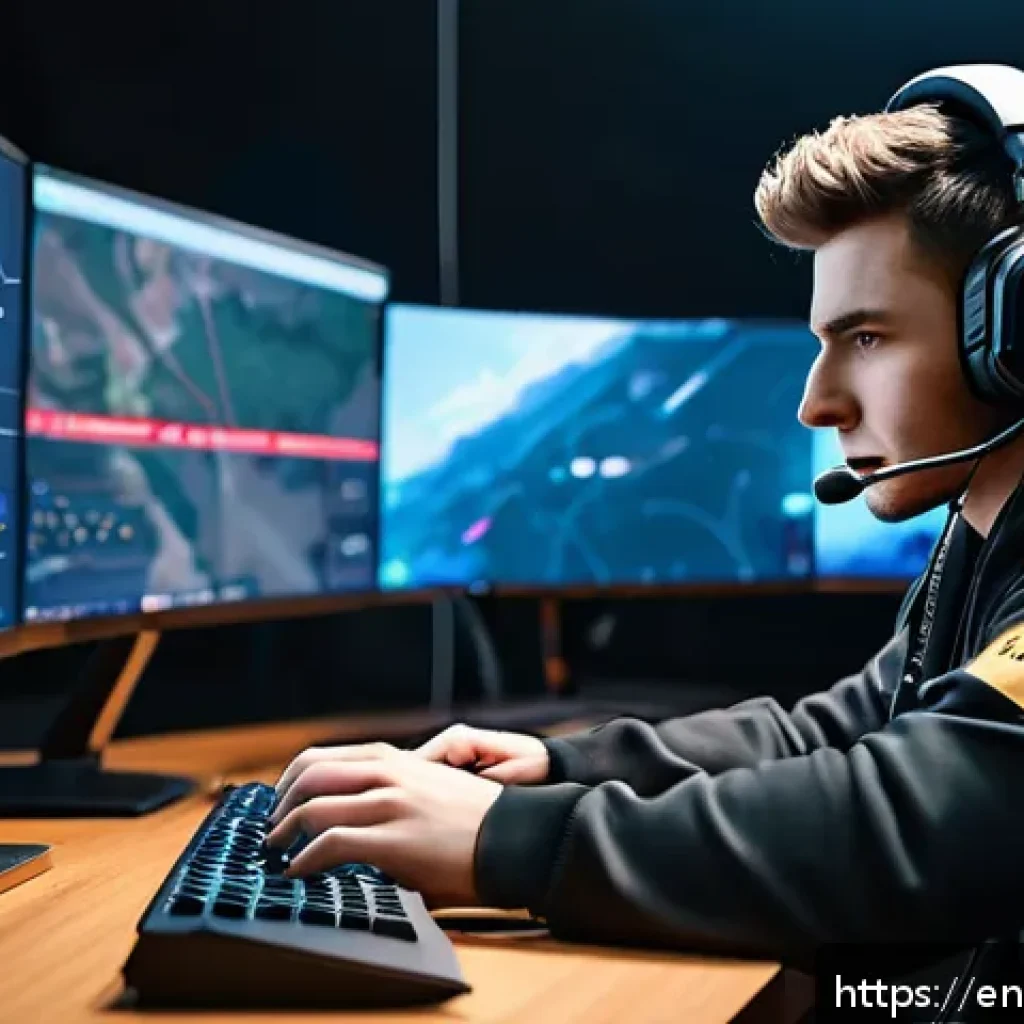 발로란트 인기 스트리머 소개 - A high-energy esports scene featuring a professional Valorant player in mid-game focus, wearing tact...