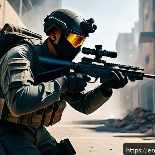 Home 33 발로란트 오퍼레이터 활용법 - A highly detailed first-person shooter scene set in a modern urban map resembling Valorant’s Bind, f...