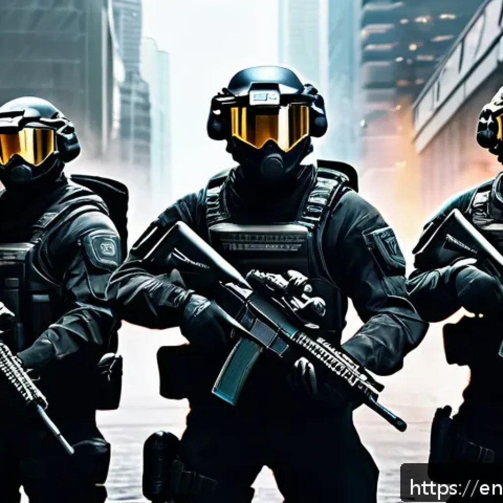 발로란트 게임 내 경제 관리 - A dynamic in-game scene from a tactical first-person shooter showing a diverse team of five fully ge...